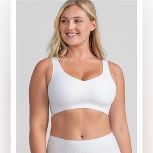 Honeylove SoftForm White V-Neck Wireless Bra